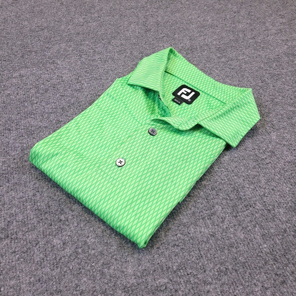 FootJoy ProDry Performance Golf Polo Men XL Bold Green Geometric Diamond Stretch